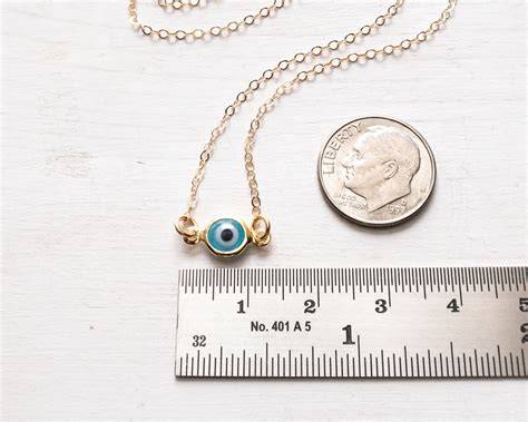 Dainty Evil Eye Choker Necklace In Gold Filled Turquoise Blue Turkish