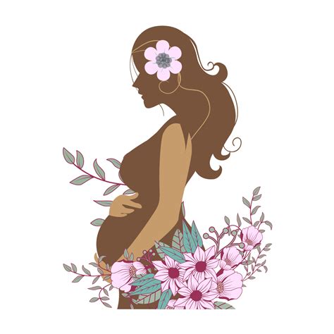 Pregnancy Woman Childbirth Clip Art Vector Pregnant Woman Flowers Png