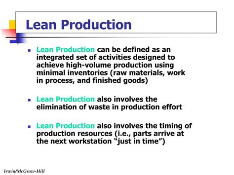 PPT - Lean Production Defined The Toyota Production System Lean Implementation Requirements Lean 