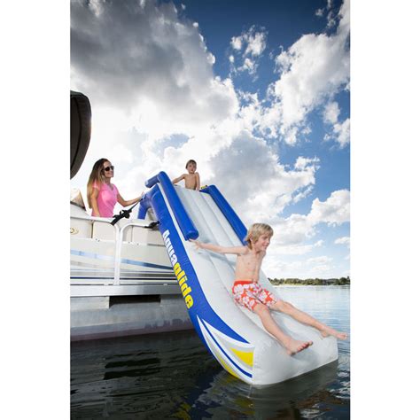 Aquaglide Freefall Inflatbale Pontoon And Dock Slide Yellowwhiteblue