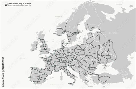 European Rail Map Travel Train Map In Europe Vector De Stock Adobe