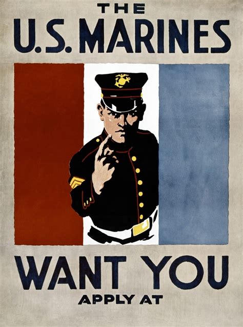 World War Ii Us Marines Nrecruiting Poster For The Us Marines Corps