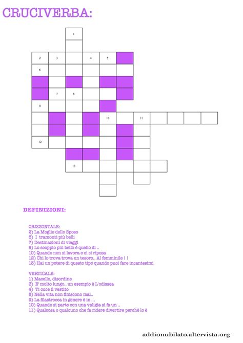 Due cruciverba da poter risolvere sul pc. Cruciverba per addio al nubilato