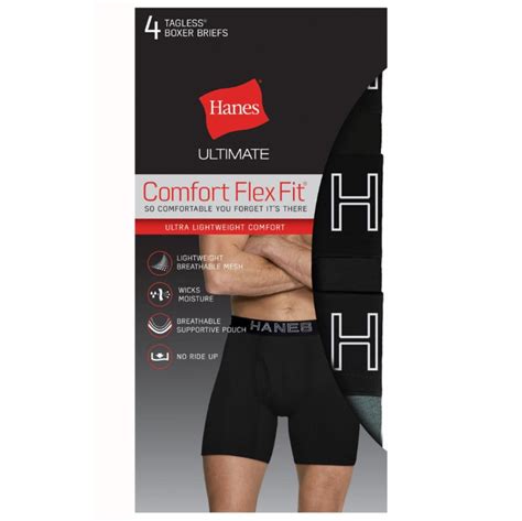Hanes Men S Ultimate Comfort Flex Fit Ultra Lightweight Breathable Mesh Boxer Briefs 4 Pack