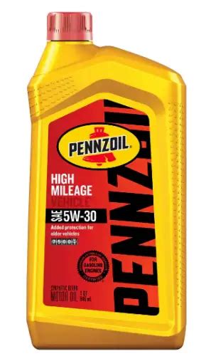 Pennzoil High Mileage Sae 5w 30 Synthetic Blend Motor Oil 1 Qt 1099