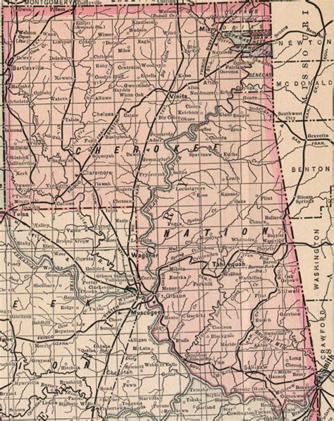 Cherokee Nation Indian Territory 1903 1905 Map Reprint