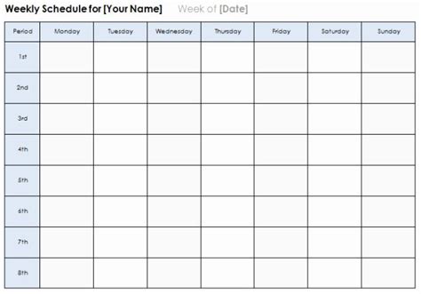 7 Day Week Calendar Template In 2020 Weekly Calendar Template