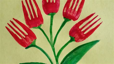 Easy Fork Painting For Kidscraft For Kidseasy Flower Making Youtube
