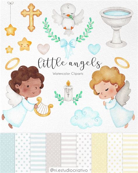 Little Angels Watercolor Clipart Cute Holy Spirit Baptism T