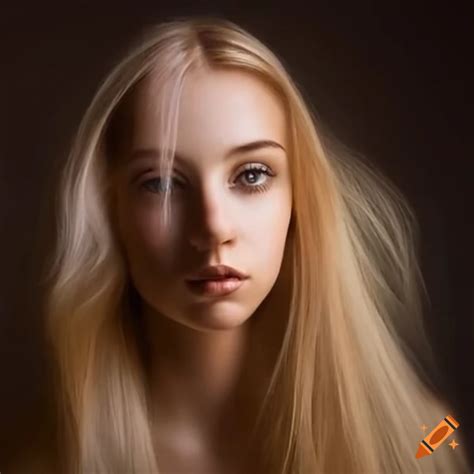 portrait of a beautiful girl with blond hair on craiyon