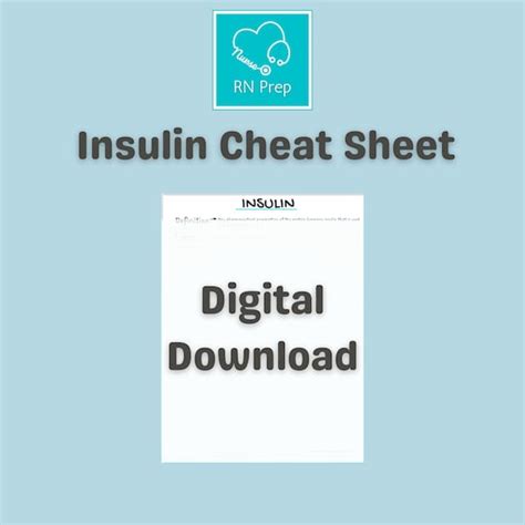 Insulin Cheat Sheet Nurse Study Sheets Etsy