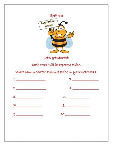 Spell Bee Worksheet Spelling Online Spelling Bee Spelling Lists