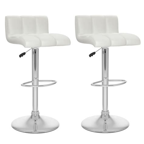 Corliving B 617 Upd Metal Chrome Low Back Armless Bar Stool With White