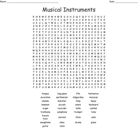 Brass Instruments Word Search Wordmint
