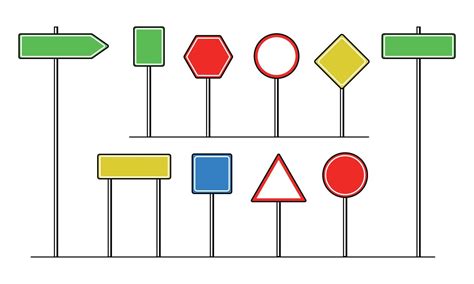 Road Signs Blank Street Traffic Set Collection Of Informational