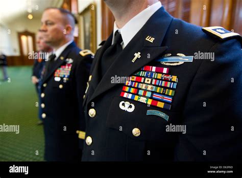 Male Members Of The Us Military In Uniform With Service Ribbons On