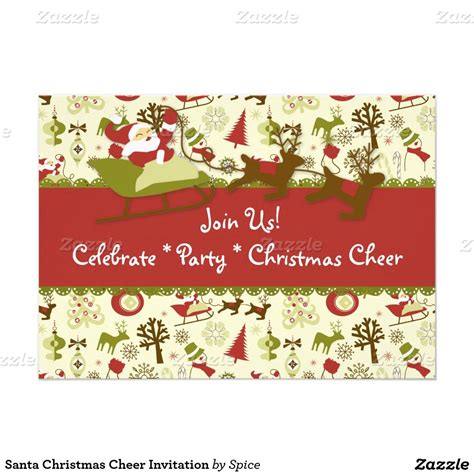 Santa Christmas Cheer Invitation Zazzle Christmas Party Invitations