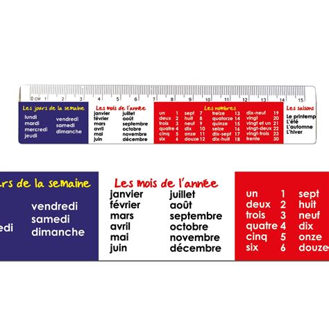 French Days Months And Numbers Ruler Superstickers