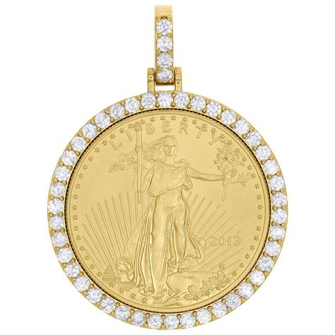 22k Gold American Libery Eagle Coin 1 Oz Real Diamond Mounting Pendant