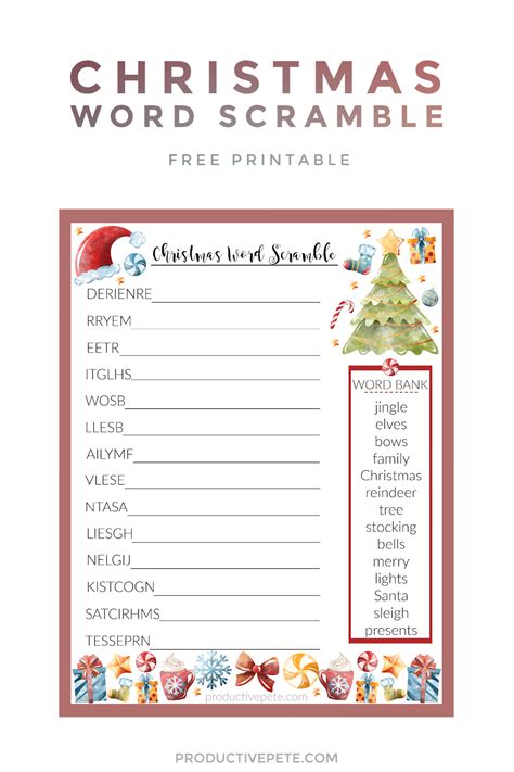 Free Printable Christmas Word Scramble