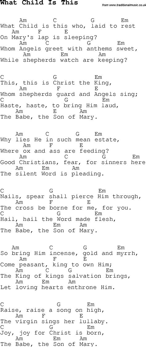 Christmas Carolsong Lyrics With Chords For What Child Is This
