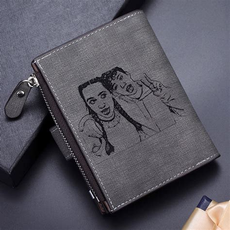 Portefeuille en cuir photo personnalisé pour homme