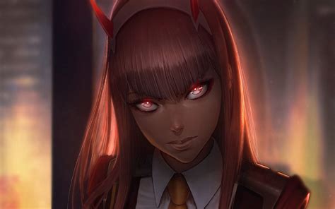 Download Wallpapers Zero Two Darkness Girl With Red Eyes Manga