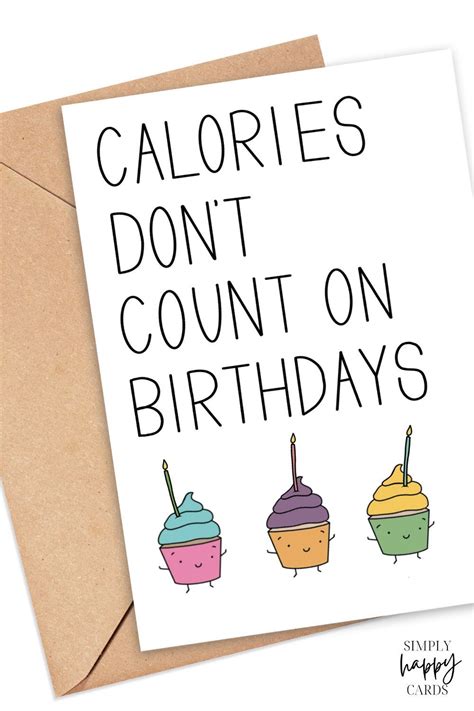 calories don t count on birthdays funny birthday card etsy in 2021 happy birthday card funny