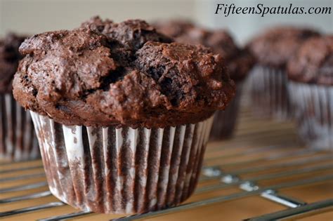 Whisk together the flour, cocoa powder, baking powder, baking soda and salt in a large bowl. Chocolate Chunk Muffins - Fifteen Spatulas