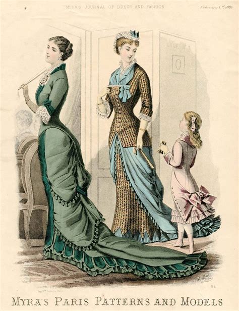An Old Fashion Book With Two Women In Dresses