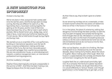 Theatre of the Funny Manifesto « Spymonkey | Theatre of the Funny