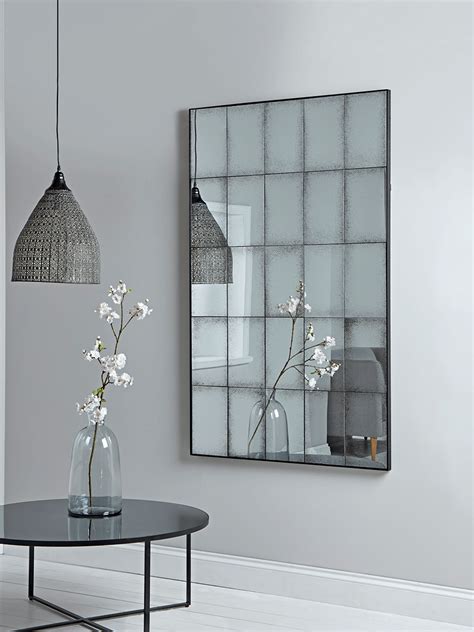 Aged Glass Panel Mirror Mirrors Rustic Wall Mirrors Contemporary