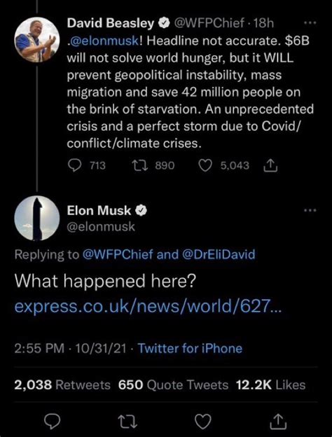 Laila Mickelwait On Twitter Elon Musk Said He Would Give The Un Billion Dollars To End World