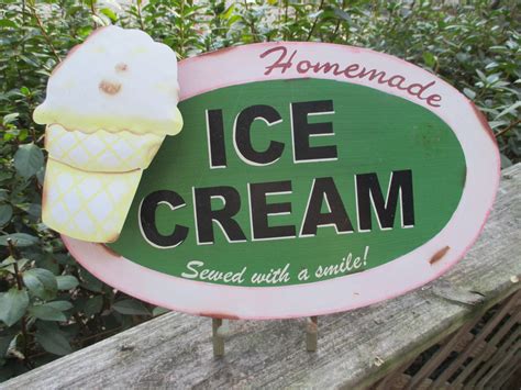 Ice Cream Advertising Sign Vintage Handpainted By Hobbithouse