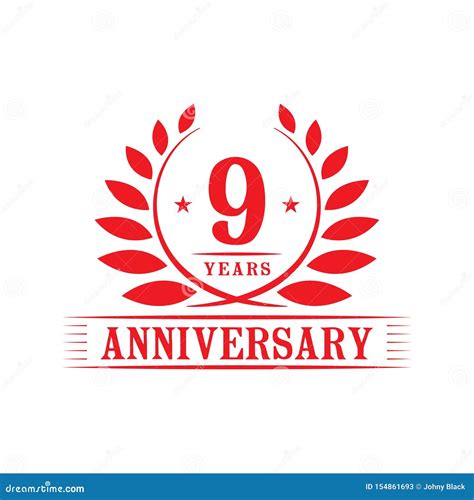 9 Do Aniversário Anos De Logotipo Da Celebração Molde Luxuoso Do