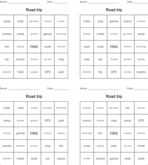 Road Trip Word Search Wordmint