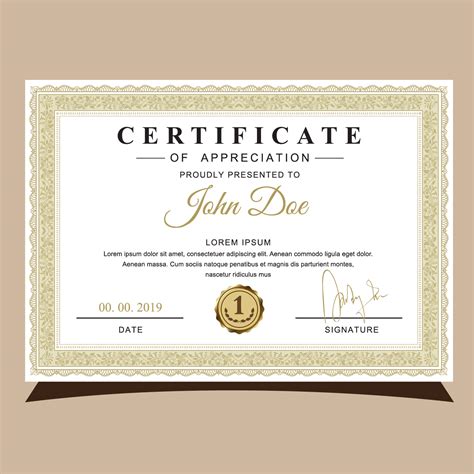 Golden Frame Certificate Of Appreciation 686478 Vector Art At Vecteezy