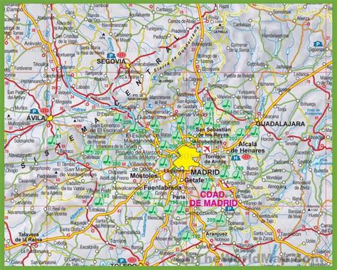 Large Detailed Map Of Community Of Madrid With Cities And Towns