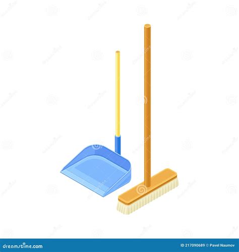 Broom And Dustpan With Wooden Handle As Household Cleaning Equipments