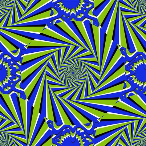 Optical Illusion Seamless Pattern Moving Visual Hypnotic Stock Vector