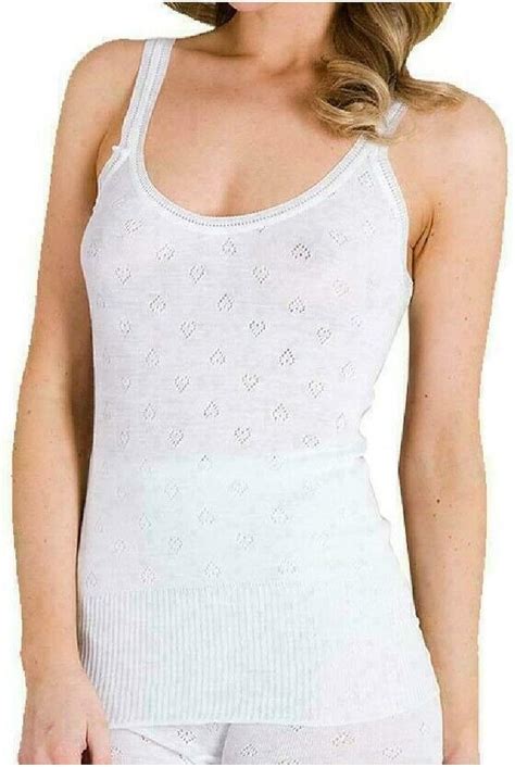 Ladies French Neck White Thermal Lace Winter Vest Sleeveless Womens Cami Camisole Top Polyester