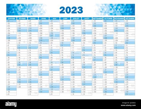 Calendrier 2023 Francais Avec Vacances Banque Dimages Détourées Alamy