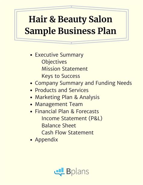 Hair And Beauty Salon Sample Business Plan