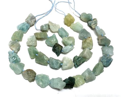 Aquamarine Rough Nuggets Natural Raw Hammered Gemstone Beads Etsy