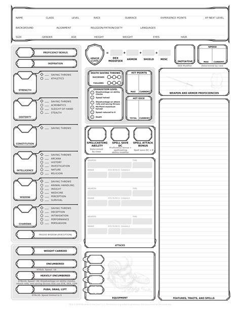 Dnd Printable Character Sheets Character Appearance Additional Features