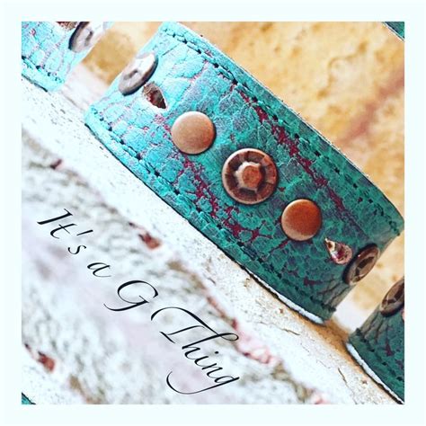 Turquoise Color Leather Cuff Etsy Leather Cuffs Turquoise Color