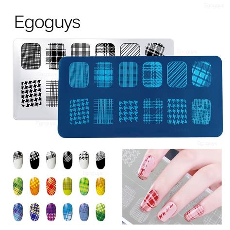 Geometry Grid Line Nail Art Printing Stamping Templates Flower Animal