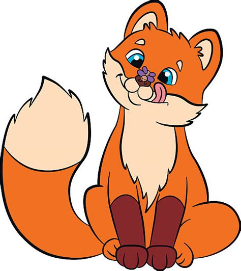Coloring Pages Wild Animals Little Cute Baby Fox Illustrations