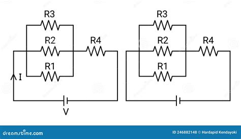 Resistor Circuit Symbol Parallel And Series Circuit Connection Stock