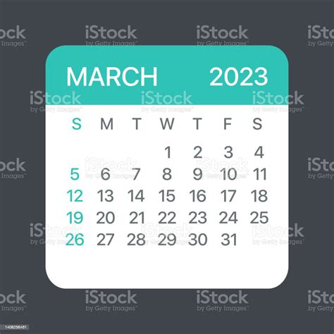 Ilustración De Hoja De Calendario De Marzo De 2023 Ilustración Gráfica